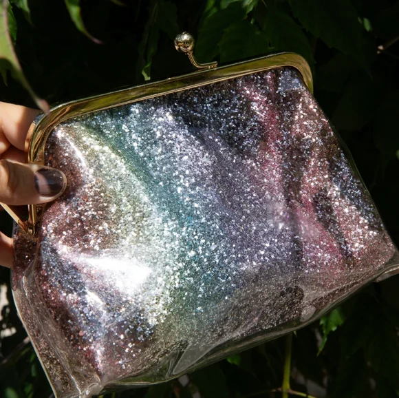 Olivia Miller Pre-loved Rainbow Glitter Vinyl Lobster Clasp Purseππβ¨ - Picture 1 of 7